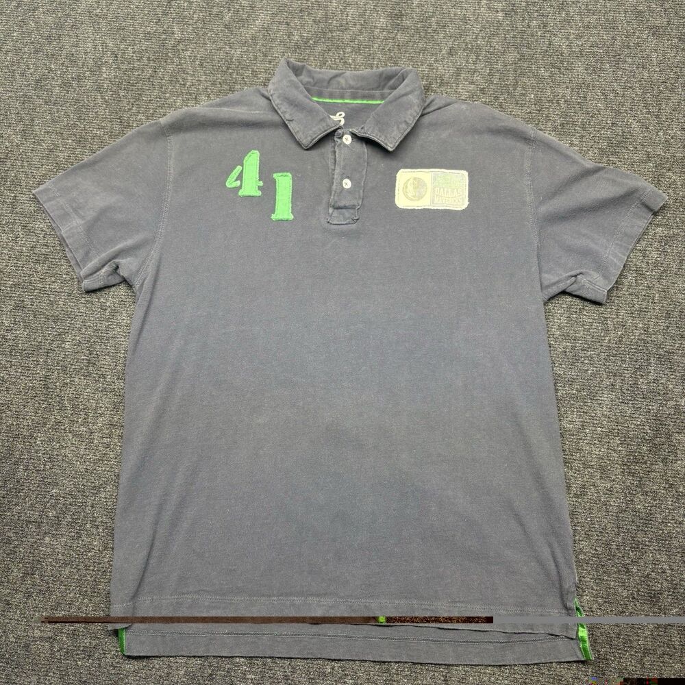 Banner Supply Co Dallas Mavericks Dirk Nowitzki #41 Polo Shirt Mens Medium Navy